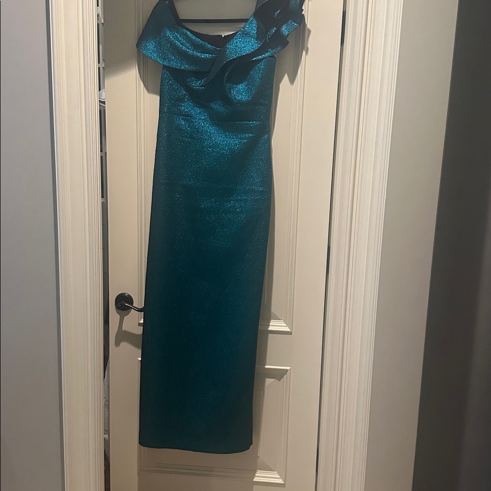 Rickie Freeman for Teri Jon Shimmering Blue Maxi Dress - Picture 3 of 3